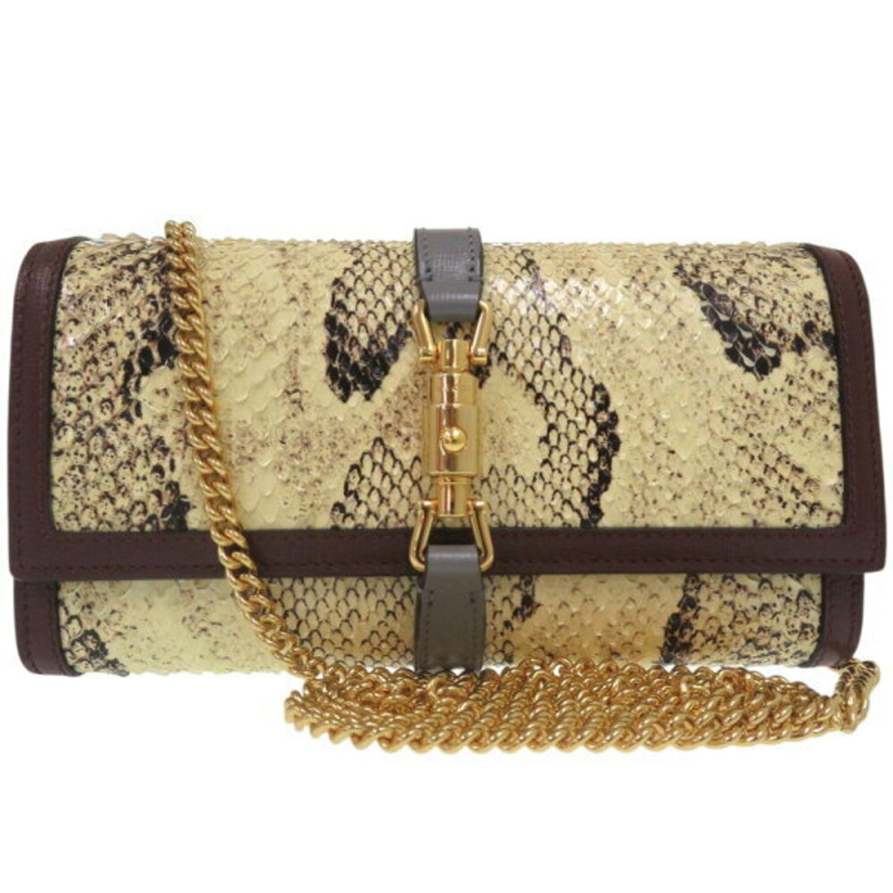 Gucci Jackie Python Chain Wallet Long Beige - image 1
